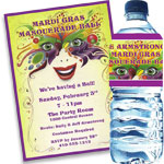 Mardi Gras mask theme invitations and favors